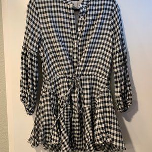 Devereaux Gingham Adjustable Balloon Sleeve Dress